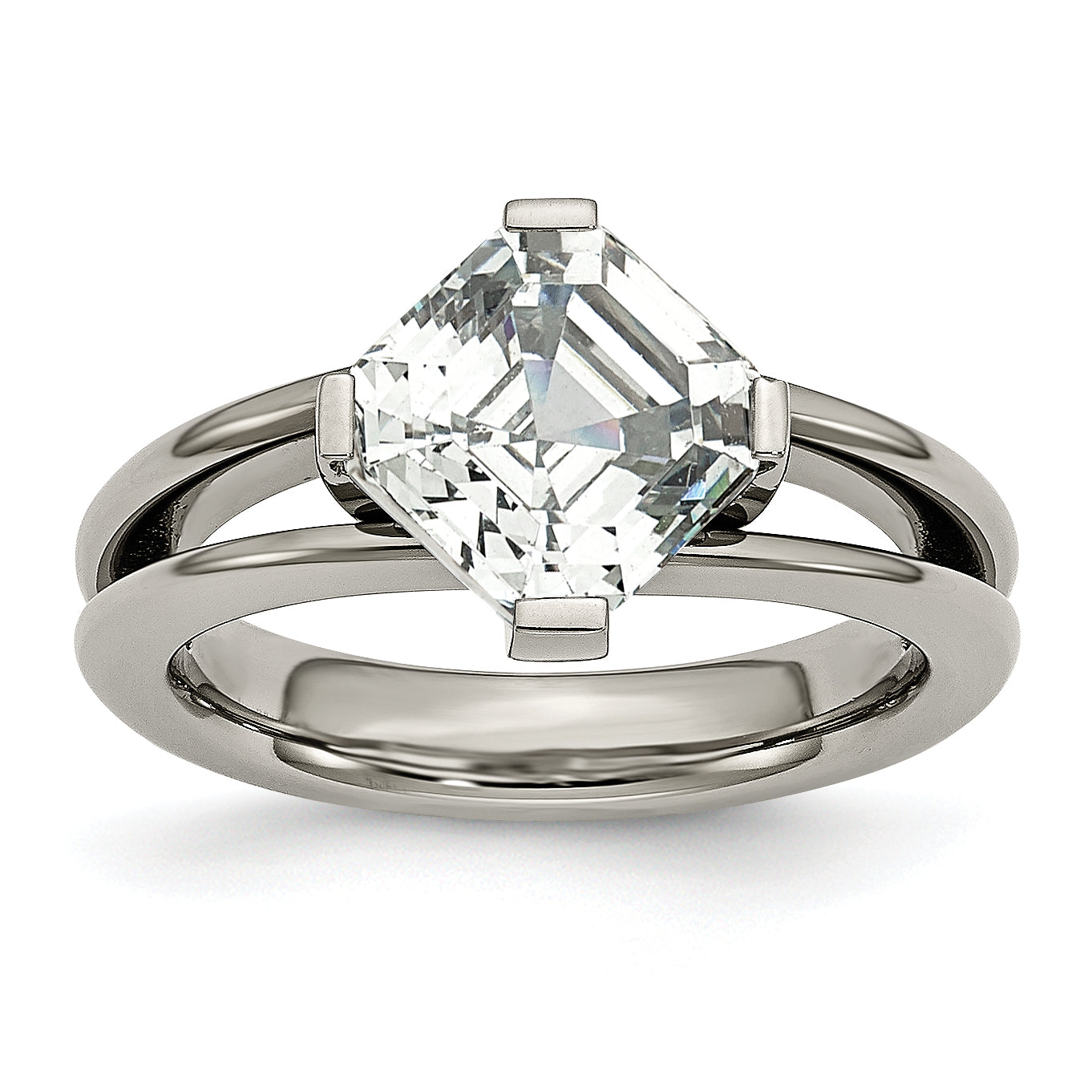 Titanium Polished with CZ Ring Main image