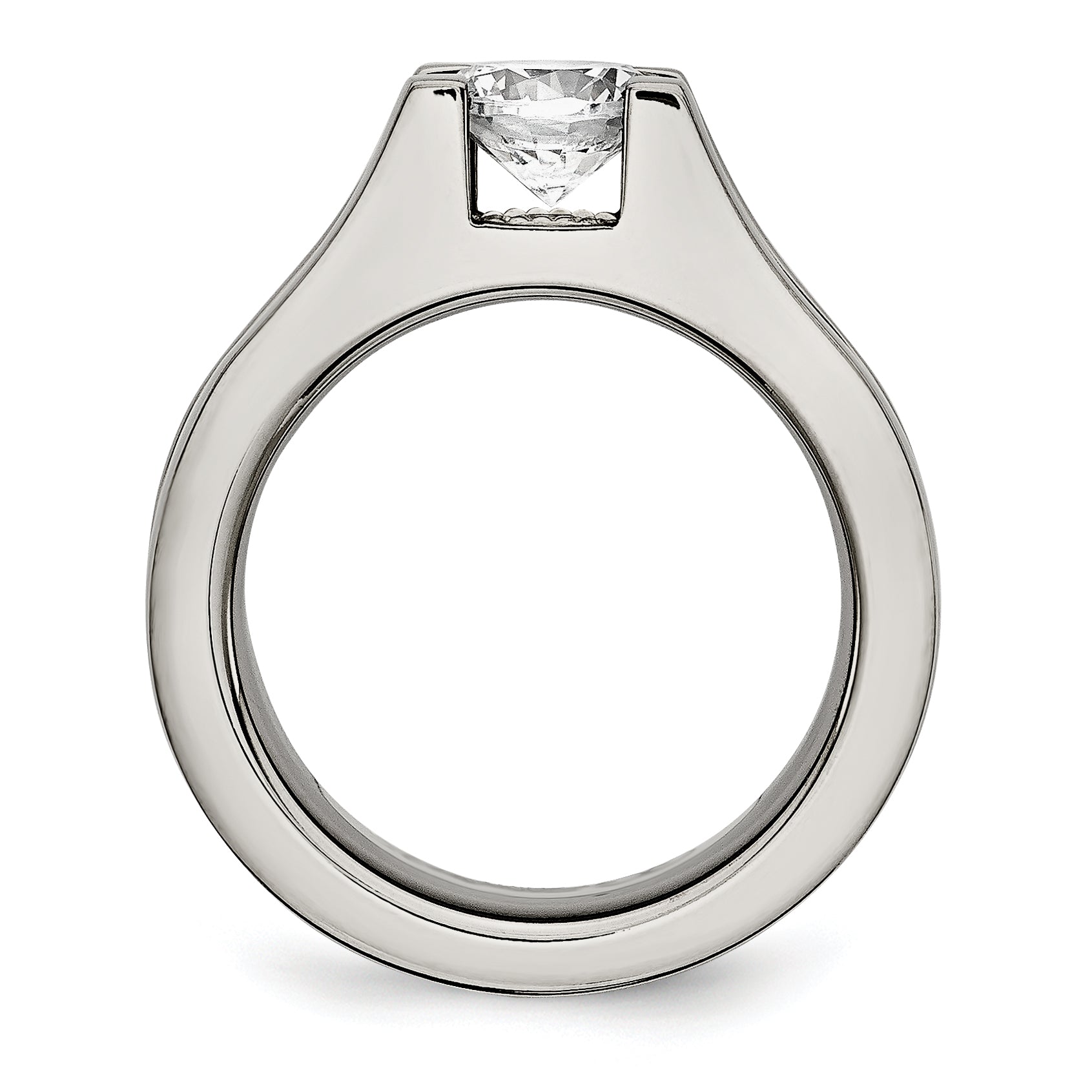 Sophia Jewelers Titanium Sterling Silver CZ Ring Polished Two-Tone Elegance Secondary image
