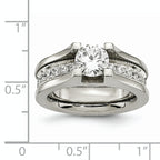Sophia Jewelers Titanium Sterling Silver CZ Ring Polished Two-Tone Elegance