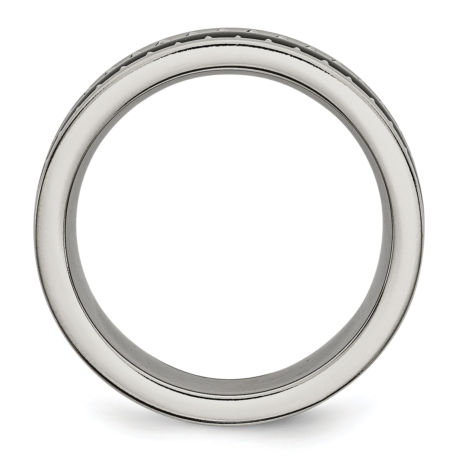 Titanium Wedding Band with Black Ceramic Accent Engravable Unisex Secondary image