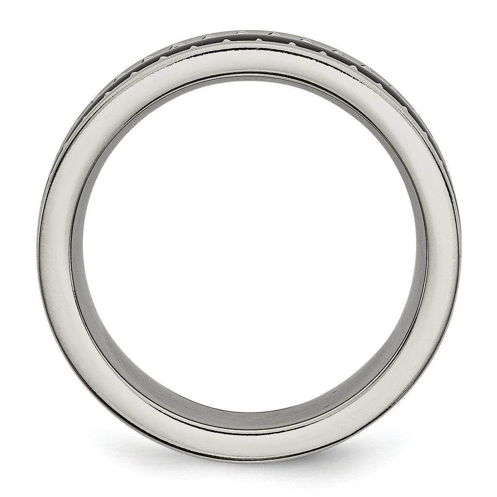 Titanium Wedding Band with Black Ceramic Accent Engravable Unisex