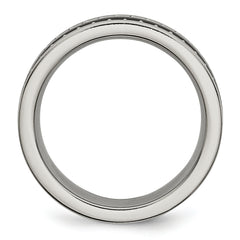 Titanium Wedding Band with Black Ceramic Accent Engravable Unisex