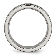Titanium WithSawtooth Accent/Polished Black Ceramic Center 8mm Band