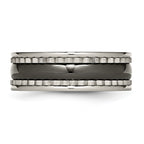 Titanium Wedding Band with Black Ceramic Accent Engravable Unisex