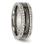 Titanium Wedding Band with Black Ceramic Accent Engravable Unisex