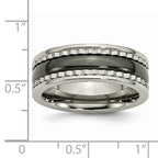 Titanium Wedding Band with Black Ceramic Accent Engravable Unisex