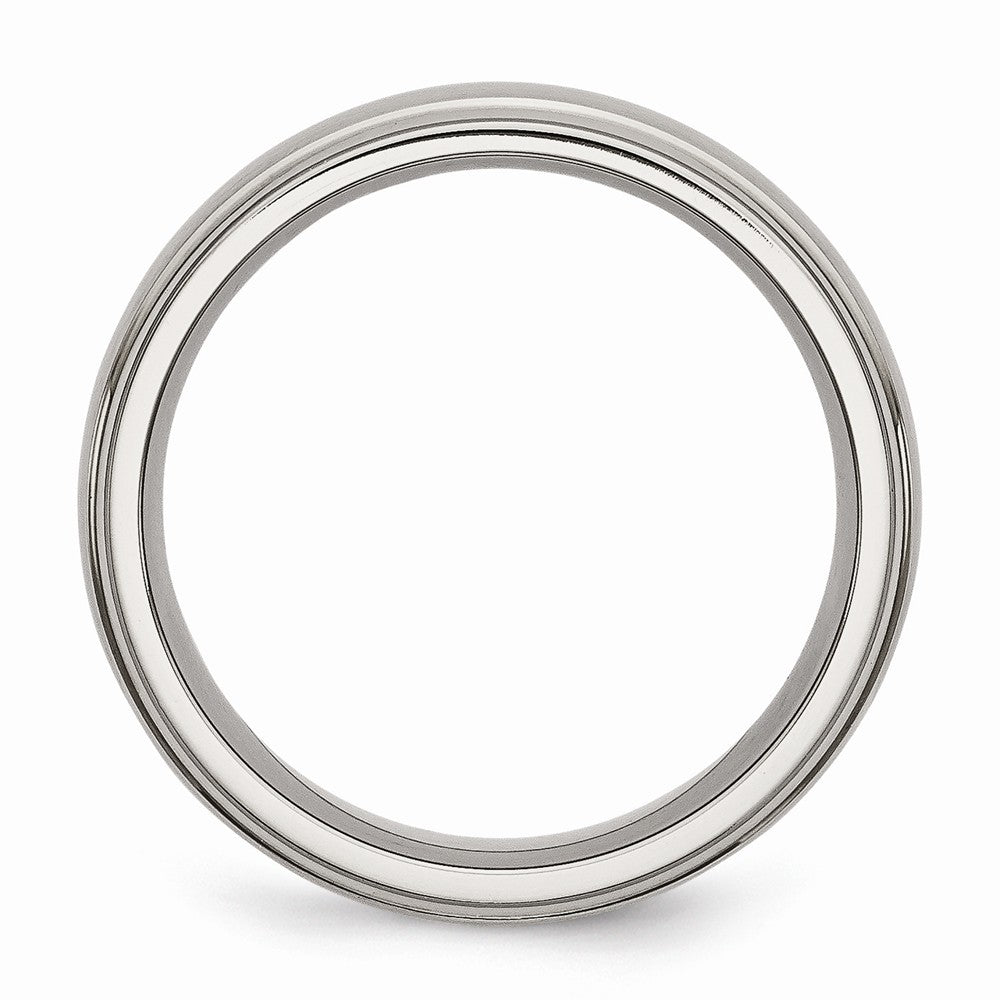 Ridged Edge Wedding Band in Titanium, 7mm Secondary image
