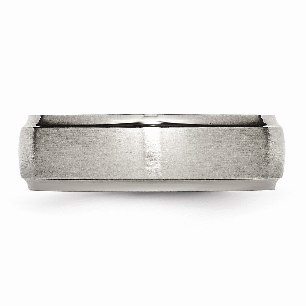 Titanium Wedding Band with Ridged Edge and Brushed Finish