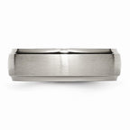 Ridged Edge Wedding Band in Titanium, 7mm