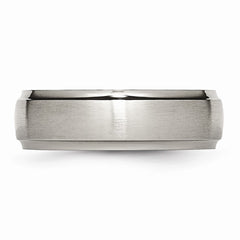 Titanium Wedding Band with Ridged Edge and Brushed Finish