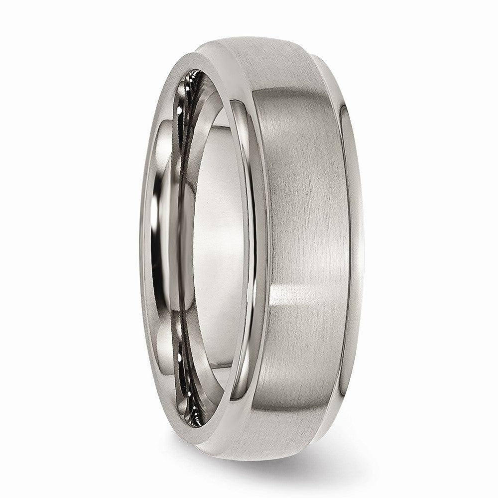 Ridged Edge Wedding Band in Titanium, 7mm