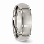 Ridged Edge Wedding Band in Titanium, 7mm