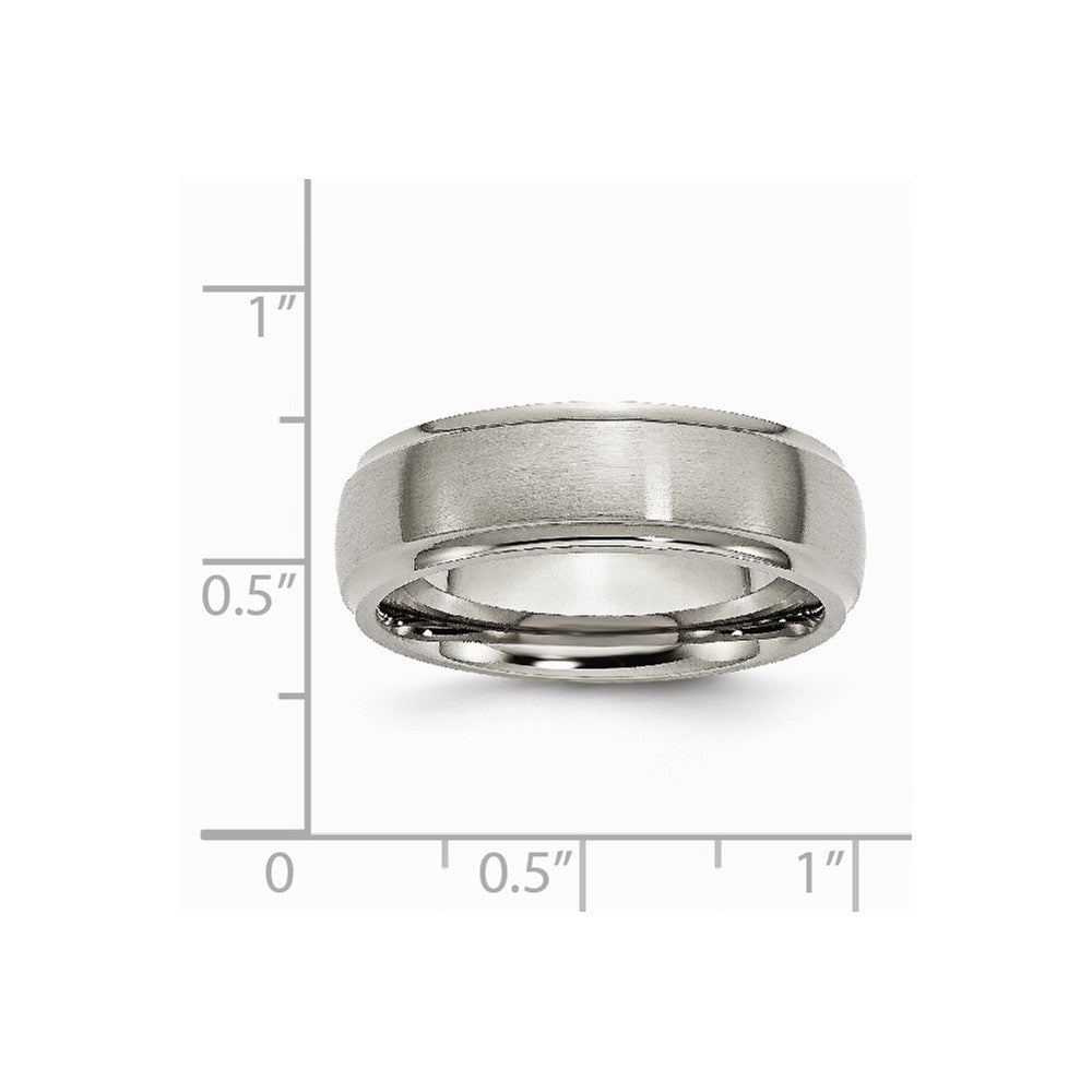 Titanium Ridged Edge 7mm Brushed and Polished Band