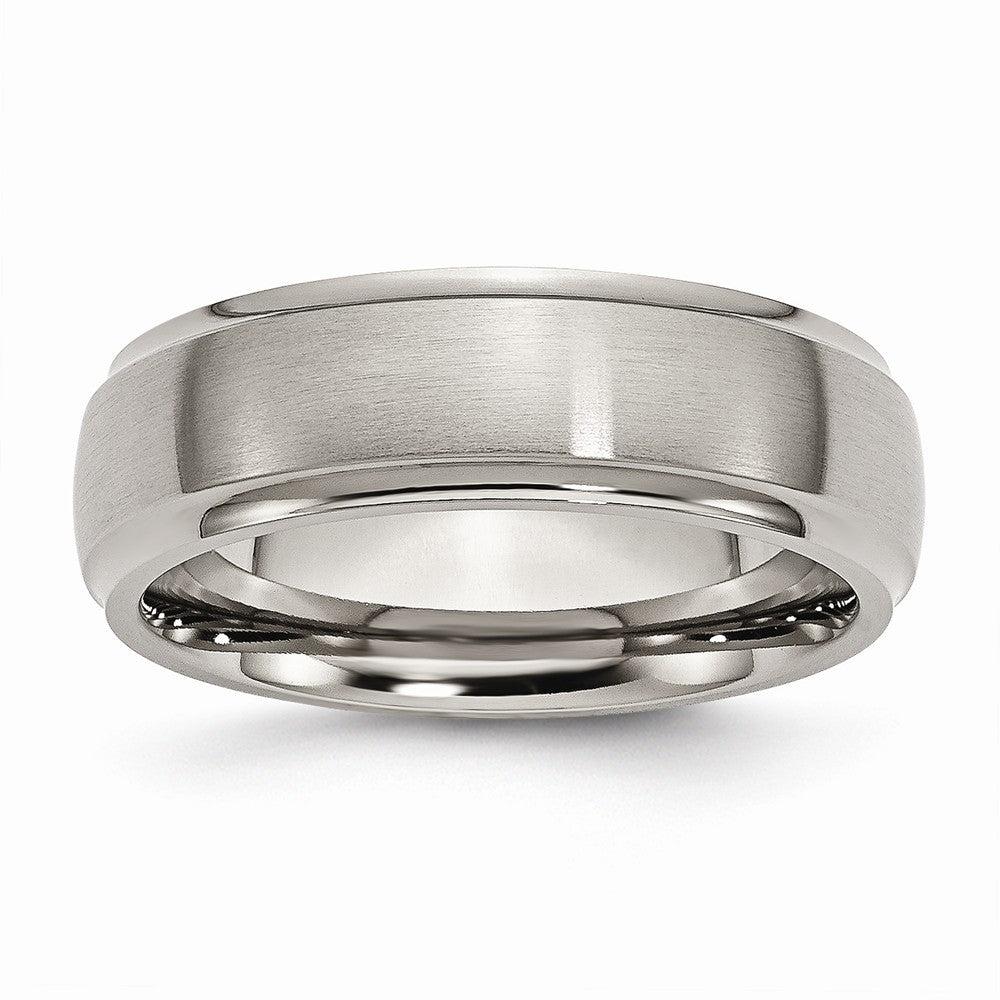 Ridged Edge Wedding Band in Titanium, 7mm
