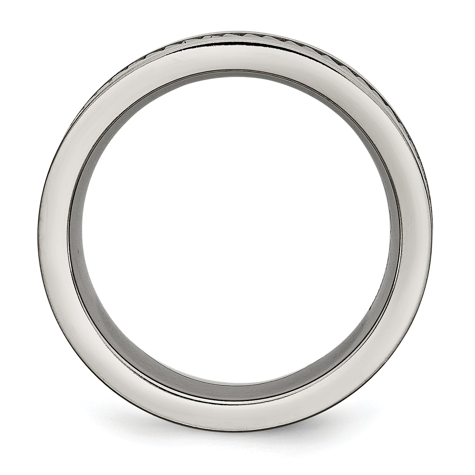 Titanium Unisex Wedding Band with Sawtooth Design and Engravable Feature Secondary image