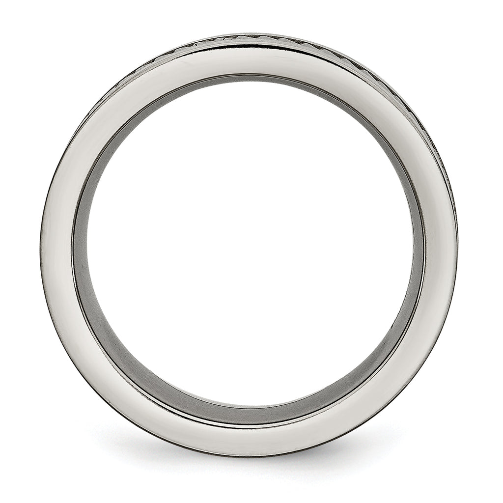 Titanium Unisex Wedding Band with Sawtooth Design and Engravable Feature