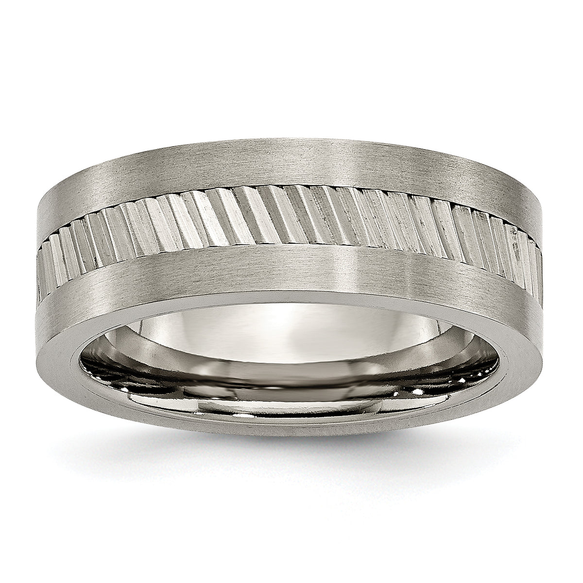 Titanium Sawtooth Design Flat Polished WithBrushed Edge 8mm Band