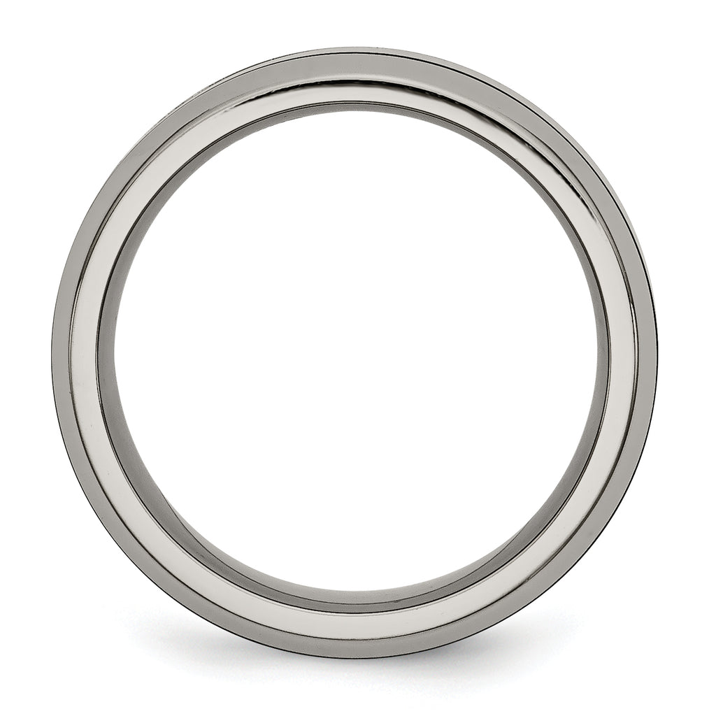 Beveled Wedding Band in Titanium with Black Ceramic Center, 8mm