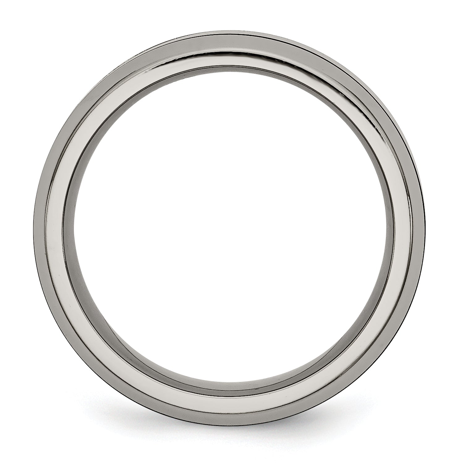 Beveled Wedding Band in Titanium with Black Ceramic Center, 8mm