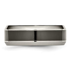 Beveled Wedding Band in Titanium with Black Ceramic Center, 8mm