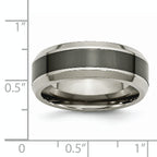 Beveled Wedding Band in Titanium with Black Ceramic Center, 8mm