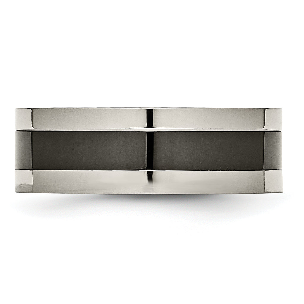 Titanium Unisex Wedding Band with Black Ceramic Center