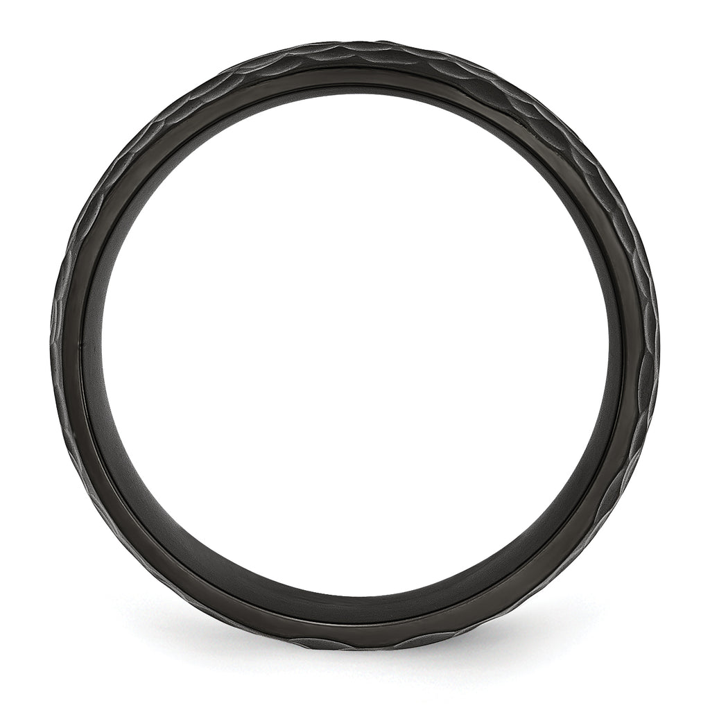 Hammered Black IP Wedding Band in Titanium, 8mm