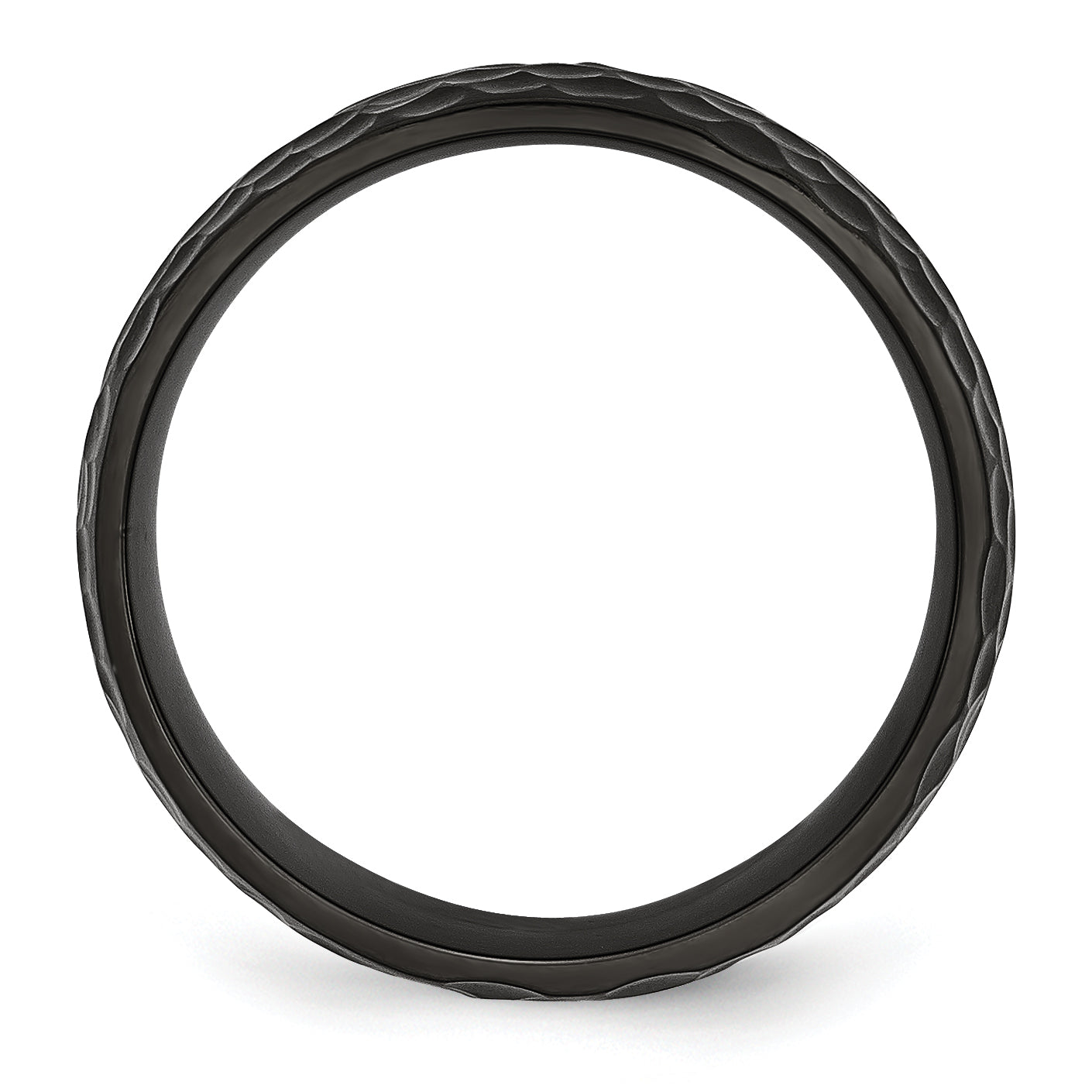 Hammered Black IP Wedding Band in Titanium, 8mm