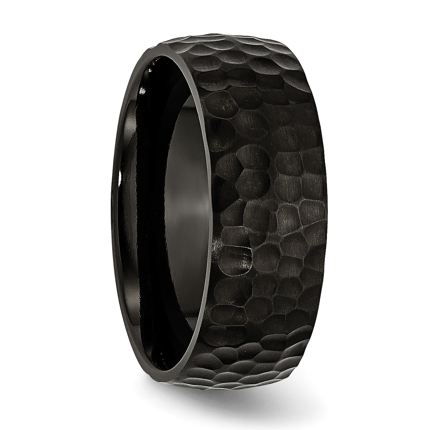 Titanium Brushed and Polished Hammered Black IP-plated 8mm Band