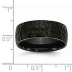 Hammered Black IP Wedding Band in Titanium, 8mm