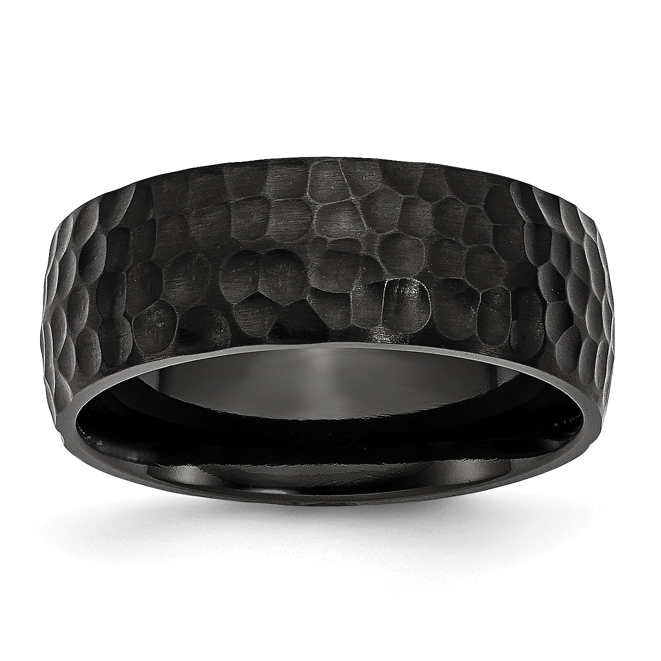 Titanium Brushed and Polished Hammered Black IP-plated 8mm Band Main image