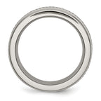 Titanium Unisex Wedding Band with Polished StainleSterling Silver Mesh Center