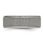Titanium Unisex Wedding Band with Polished StainleSterling Silver Mesh Center