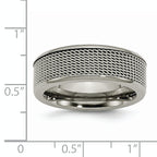 Titanium Unisex Wedding Band with Polished StainleSterling Silver Mesh Center