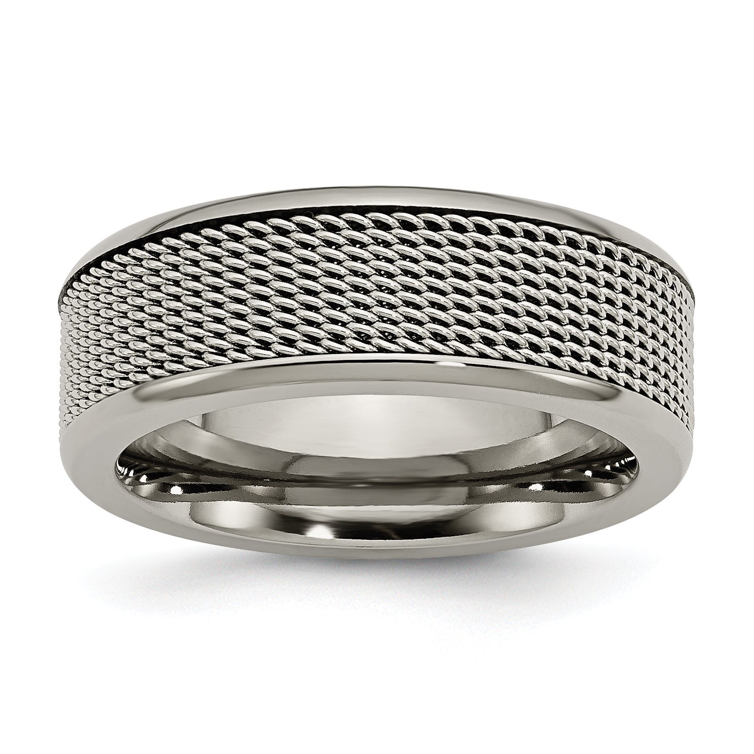 Titanium Base with Stainless Steel Mesh Center 8mm Band