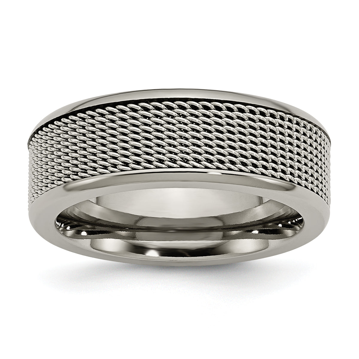 Titanium Base with Stainless Steel Mesh Center 8mm Band