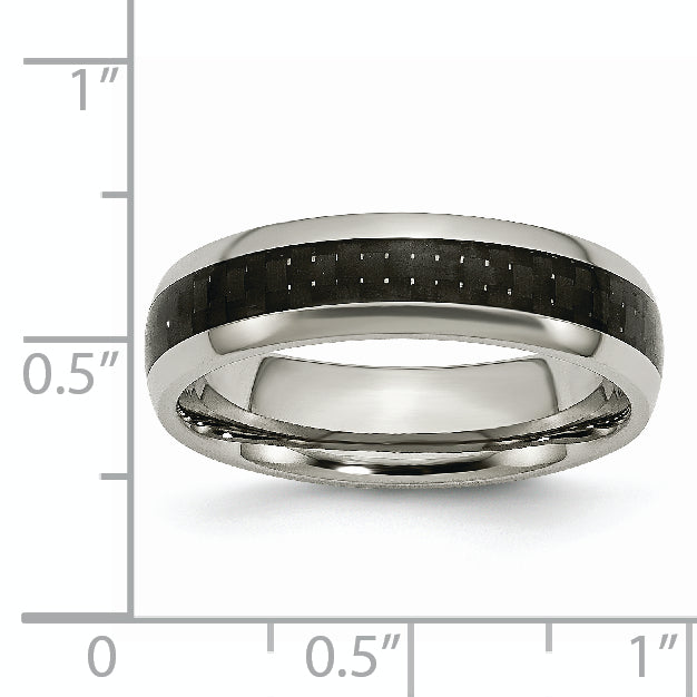 Titanium Polished with Black Carbon Fiber Inlay 6mm Band