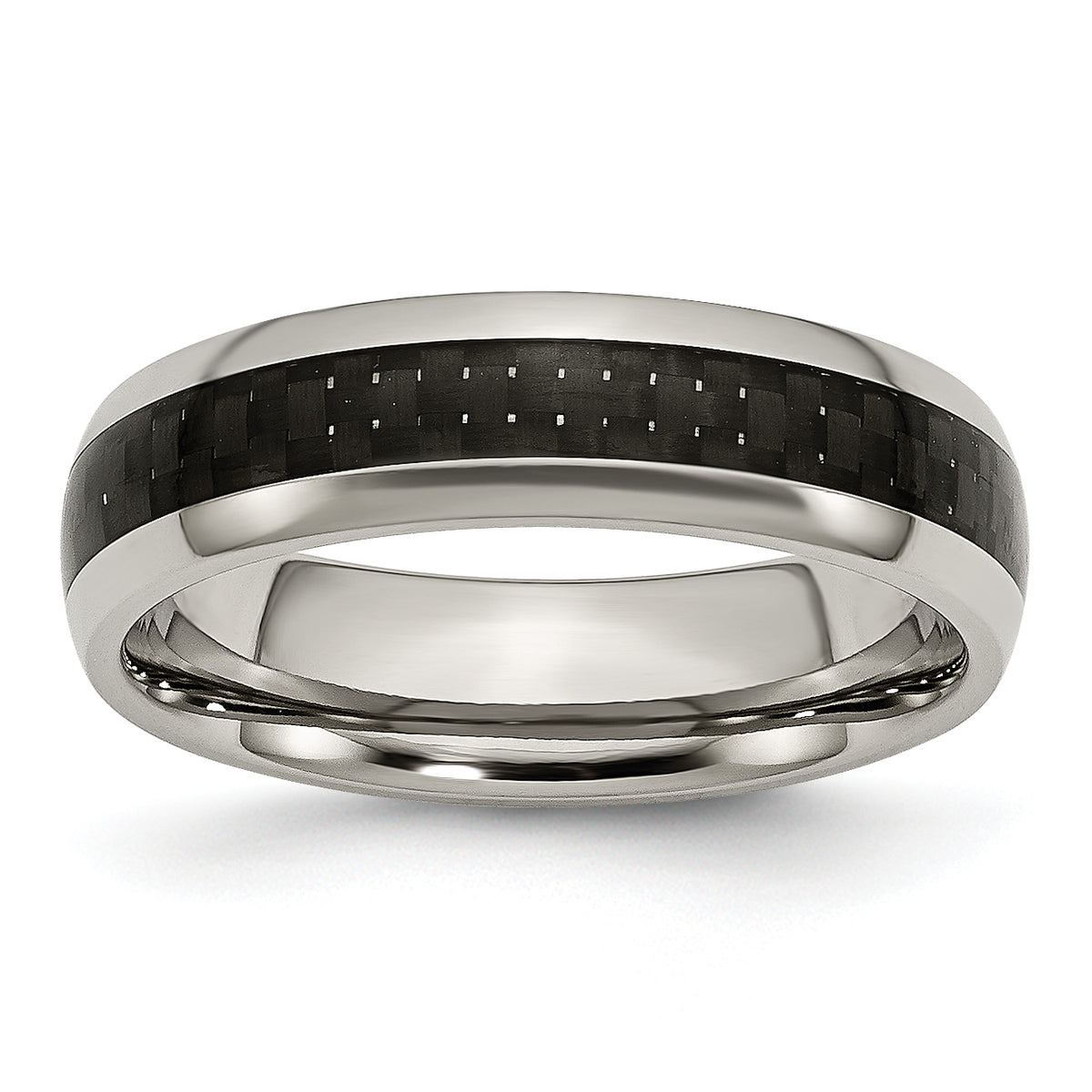 Titanium Polished with Black Carbon Fiber Inlay 6mm Band