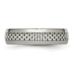 Titanium Polished with Grey Carbon Fiber Inlay 6mm Band