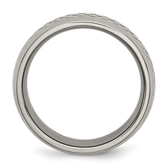 Titanium Polished with Grey Carbon Fiber Inlay 8mm Band
