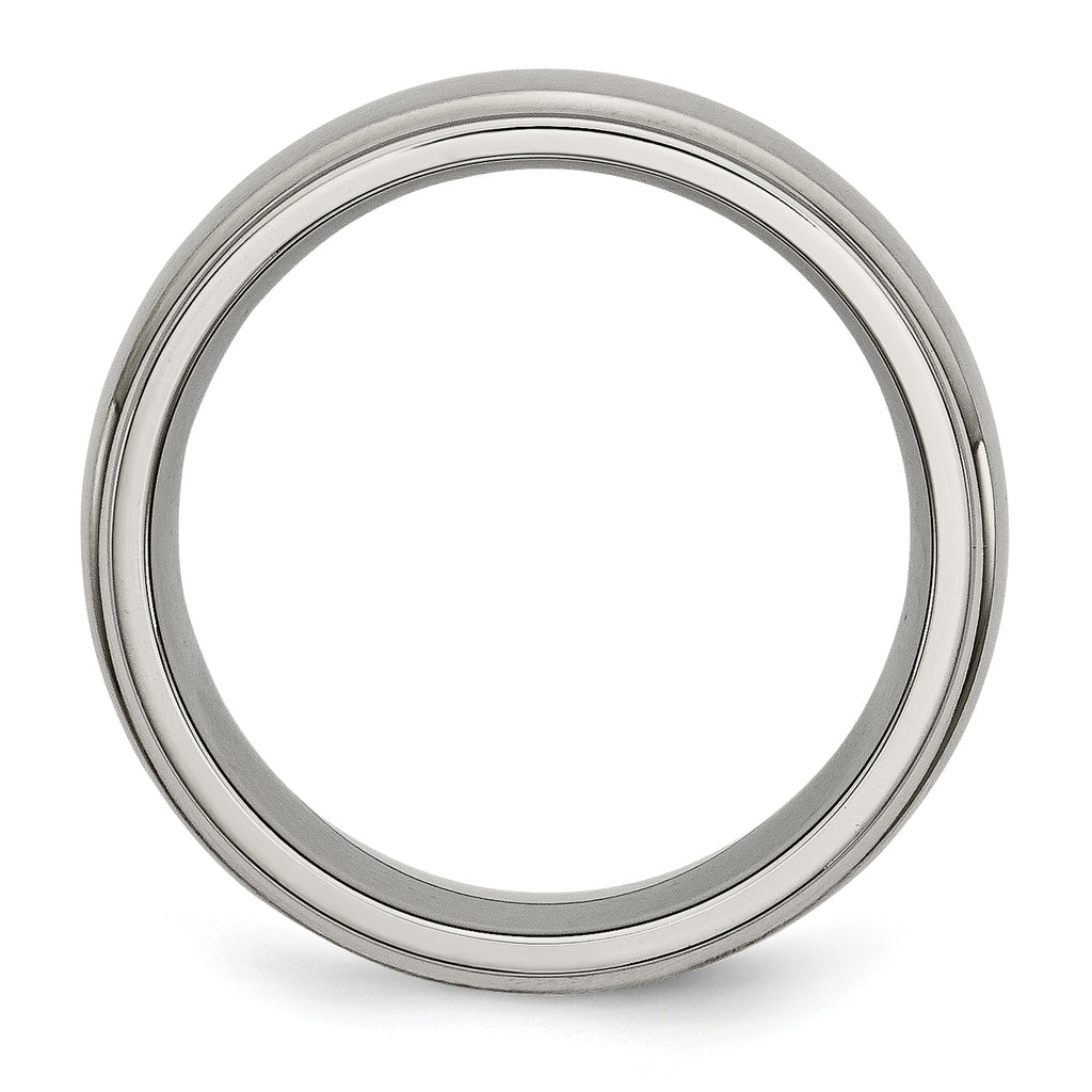 Ridged-Edge Comfort-Fit Wedding Band in Titanium, 8mm