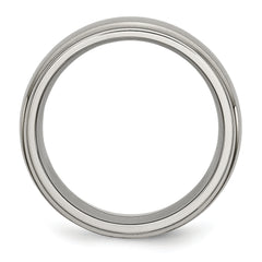Titanium Unisex Wedding Band with Brushed Finish and Engravable Edge