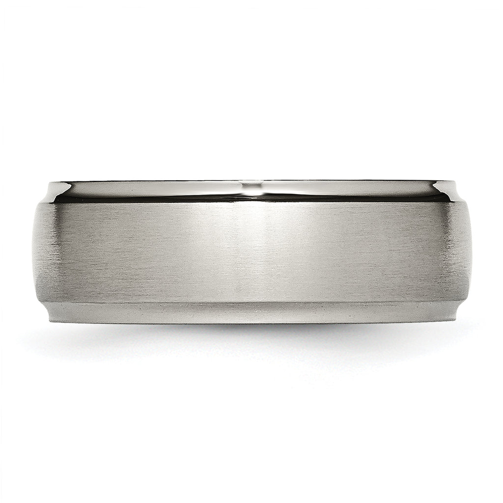 Ridged-Edge Comfort-Fit Wedding Band in Titanium, 8mm