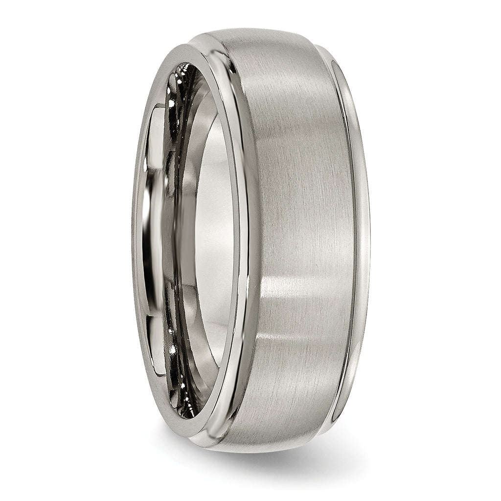 Ridged-Edge Comfort-Fit Wedding Band in Titanium, 8mm