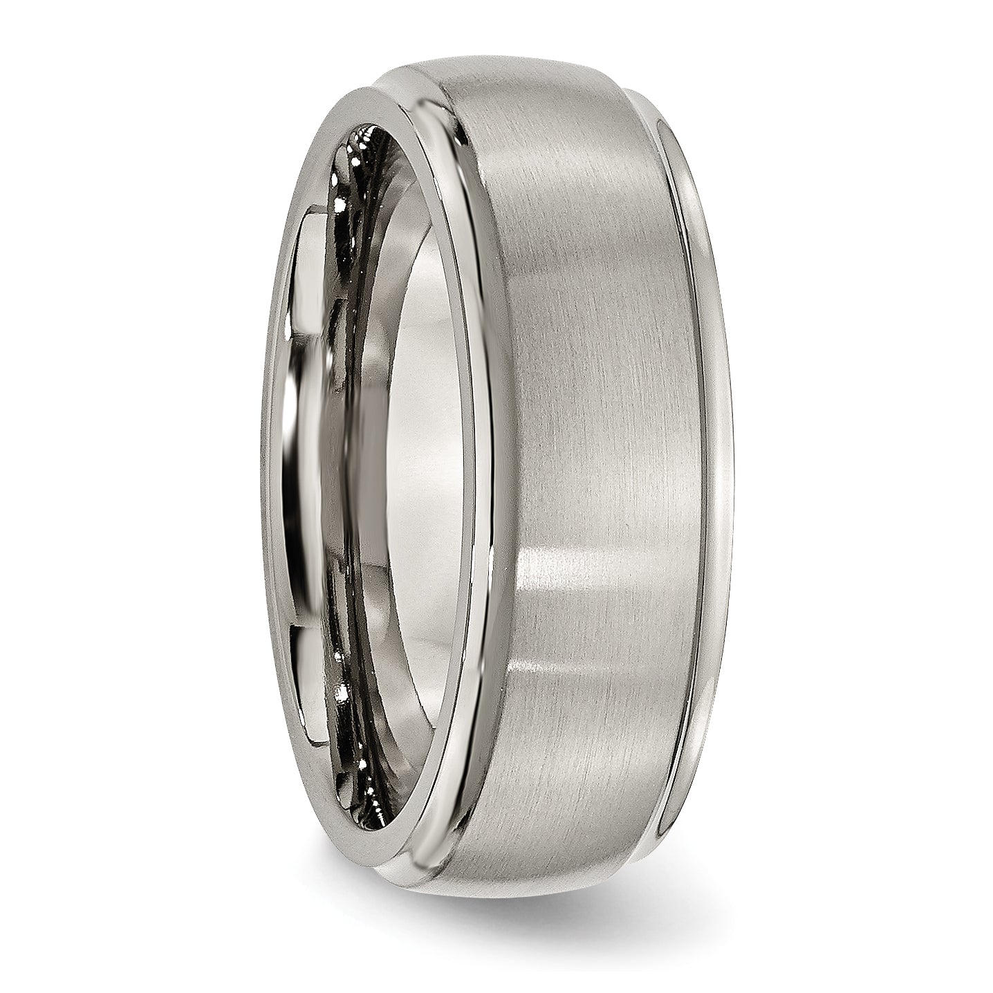 Ridged-Edge Comfort-Fit Wedding Band in Titanium, 8mm