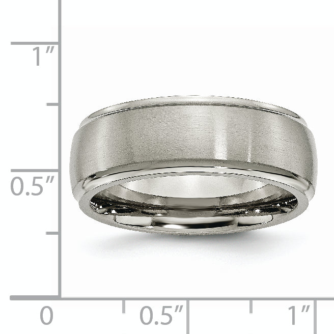 Ridged-Edge Comfort-Fit Wedding Band in Titanium, 8mm