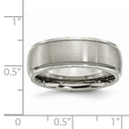 Ridged-Edge Comfort-Fit Wedding Band in Titanium, 8mm