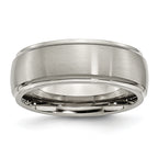 Titanium Brushed Center 8mm Ridged Edge Band