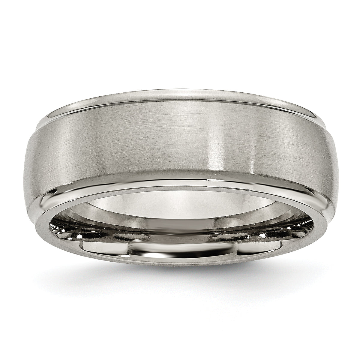 Titanium Brushed Center 8mm Ridged Edge Band