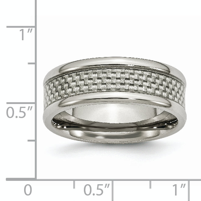 Titanium Polished with Grey Carbon Fiber Inlay 8mm Band